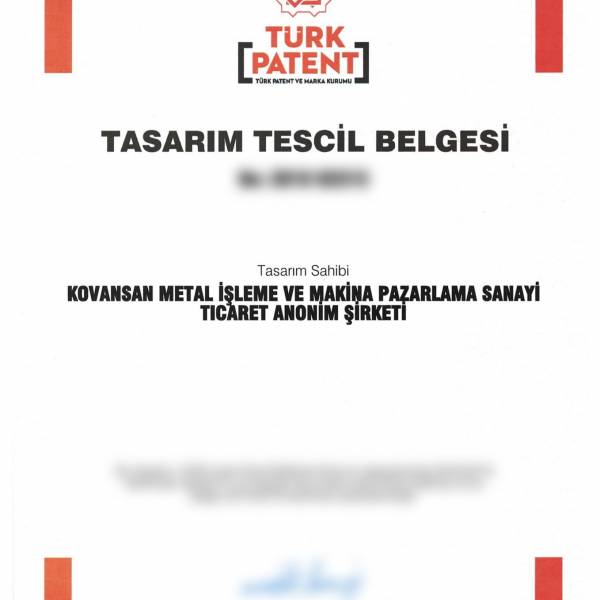 Tasarım Tescil Belgesi